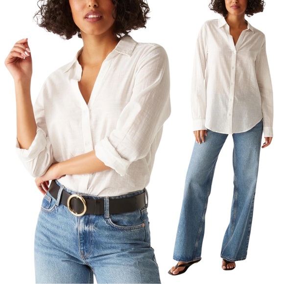 Tuckernuck Tops - Tuckernuck Michael Stars Long Sleeve 100% Cotton Button Front Shirt Top White XS